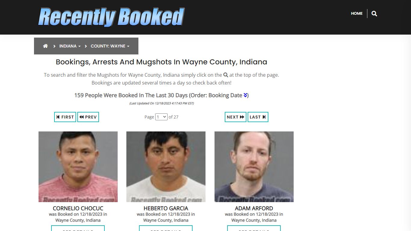 Recent bookings, Arrests, Mugshots in Wayne County, Indiana